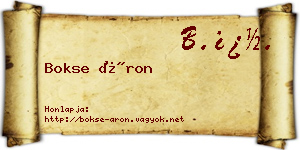 Bokse Áron névjegykártya